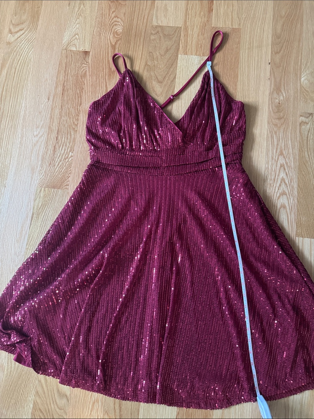 D&M Burgundy Sequin Fit & Flare Party Dress XL NWT Cocktail Holiday Dress - Picture 5 of 6